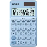 Casio SL-310UC-LB Zakrekenmachine Lichtblauw Aantal displayposities: 10 werkt op zonne-energie, werkt op batterijen (b x h x d) 70 x 8 x 118 mm