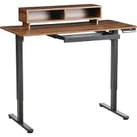 Beliani LUCAMA - Verstelbaar bureau elektrisch - Bruin/Zwart - Staal