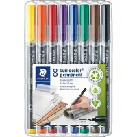 Staedtler Lumocolor 318 Overheadmarker 97% Gerecycled Fijn Ronde punt 0,6 mm Kleurenassortiment Navulbaar 8 Stuks
