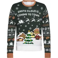 Happy Seasons Foute Kersttrui met Lichtjes Dames & Heren - Lampjes - Christmas Sweater LED "Santa Claus is Coming to Town" Maat S