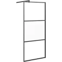 vidaXL Inloopdouchewand 90x195 cm halfmat ESG-glas zwart