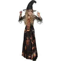 Muovijalelu verkleedjurk Dazzling Witch zwart/oranje jaar
