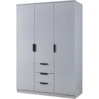 En.casa Kledingkast 'Eiselfing', 176 x 120 x 52 cm, met 3 deuren, 2 kledingstangen, 4 vakken en 3 lades, kleur: grijs