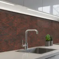 KitchenYeah Keuken achterwand 150x60 cm - Spatscherm zelfklevend Patroon - Geometrisch - Bruin - Roest print - Muurbeschermer - Spatwand fornuis