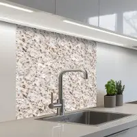 KitchenYeah Keuken achterwand 80x80 cm - Spatscherm zelfklevend Wit - Bruin - Graniet print - Muurbeschermer - Spatwand fornuis