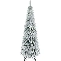 HOMCOM Kunstkerstboom smal met sneeuw 180 cm Ø74 cm