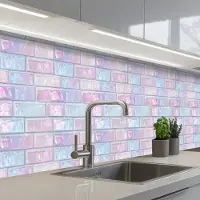 KitchenYeah Keuken achterwand 500x60 cm - Spatscherm zelfklevend Roze - Parel - Glans - Muur - Muurbeschermer - Spatwand fornuis