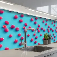 KitchenYeah Keuken achterwand 200x80 cm - Spatscherm zelfklevend Blauw - Frambozen - Roze - Muurbeschermer - Spatwand fornuis