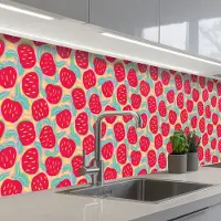KitchenYeah Keuken achterwand 300x60 cm - Spatscherm zelfklevend Appels - Rood - Stippen - Muurbeschermer - Spatwand fornuis