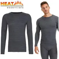 Heat Essentials - Thermo Ondergoed Heren - ThermoShirt Heren - Antraciet Grijs - XXL - Thermokleding Heren - Thermo Shirt Heren Lange Mouw