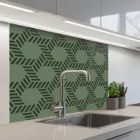 KitchenYeah Keuken achterwand 100x80 cm - Spatscherm zelfklevend Patroon - Groen - Geometrisch - Muurbeschermer - Spatwand fornuis