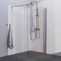 Brauer season inloopdouche model c helder glas 120x200 incl. Glascoating goud geborsteld