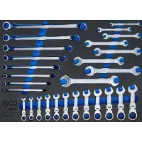 Bgs Accessoires voor gereedschapskoffers, Werkplaatswagen inzet 3/3: Dubbele steeksleutel, dubbele ringsleutel, ratelringsleutel