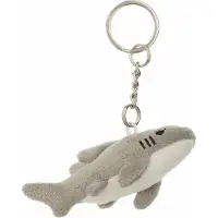 Nature Planet Sleutelhanger knuffel - 2x - pluche witte Haai - 6 cm - dieren sleutelhangers