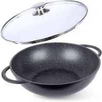 Orion Granieten wokpan met glazen deksel GRANDE 32 cm