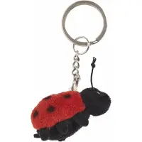 Nature Planet 2x Pluche Lieveheersbeestje knuffel sleutelhanger 6 cm - Speelgoed dieren sleutelhangers