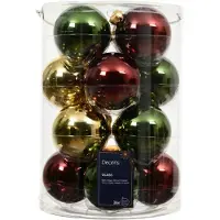 Décoris kerstballen glas dennengroen set 16 stuks