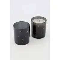 Zusss Cadeauset Geurkaars En Waxinelichthouder Glas Sterren - Verjaardag - Cadeau Glas / Paraffine Zwart/Goud