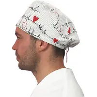 Enfermania Operatie Muts - Voor Korte Haren - Met Leuke Print- Hartslag- One-size-fits-all