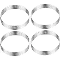 Westmark taartframe 4 dek. – Perfecte taart- en quicheblikken – Uniform bakresultaat dankzij perforatie – Zilver, 4 x Ø 8 cm