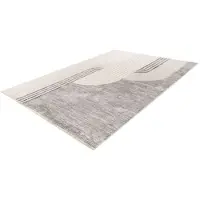 Muratap Vintage japandi vista – luxe vloerkleed creme zilver laagpolig- 160x230 cm