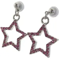 Behave - Oorbelhangers dames - Ster roze kristal - Trendy accent