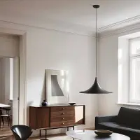 LINEA LIGHT Hanglamp Morgana, dimbaar, zwart, Woon-/ Eetkamer, Aluminium, Modern, hanglamp