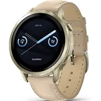 Garmin venu 4 lunar gold 41mm strapset lederen- en siliconen band