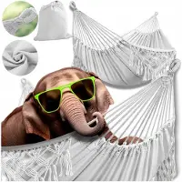 Zolta Boho Macramé Hangmat Grijs - 200x80cm - Comfort & Stijl voor Jouw Tuin