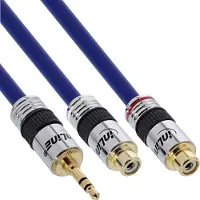 InLine Premium 3,5mm Jack (m) - Tulp (v) stereo audio adapter kabel / blauw - 0,25 meter