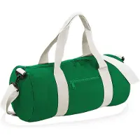 Bagbase Gewoon Varsity Barrel / Duffle Bag (20 Liter) (Kelly Green/Off White)
