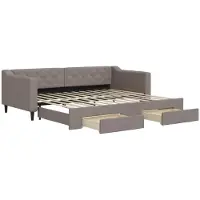 vidaXL Slaapbank met onderschuifbed en lades 90x200 cm stof taupe