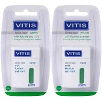 Vitis 2x Waxed Dental Tape Fluoride & Mint 50 Meter