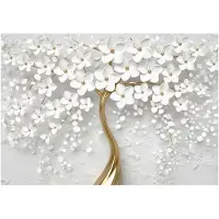 WALLARENA - Fotobehang - 250x175 cm - 3D bloemen boom voor slaapkamer woonkamer vliesbehang