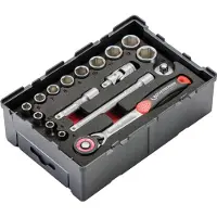 Rothenberger ROTH dopsleutelset, uitv ratel omschakelbaar m/pal, (inch) 1/4"