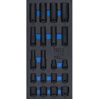 Bgs Accessoires voor gereedschapskoffers, Werkplaatswagen inzetstuk 1/3: Power sockets hexagon 12,5 mm (1/2") 10 - 24 mm ...