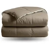 Zelesta Deluxe Duo Dream Taupe & Cream 200x200 - Dekbed zonder overtrek - Eco Cloud vulling - Wasbaar hoesloos dekbed - Vaste overtrek - Percal katoen dekbed - All Year Winterdekbed & Zomerdekbed