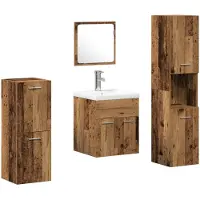 vidaXL Badkamermeubel Set 4 st Oud Hout 41 x 38,5 x 46 cm Bewerkt hout