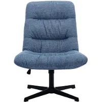 Vente-unique Draaifauteuil van blauwe gechineerde stof SELENDO