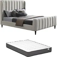 Vente-unique Bedframe stof lichtgrijs 160 x 200 cm