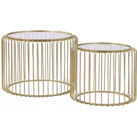 Vente-unique Salontafels van metaal en glas - Goud - FERIDA