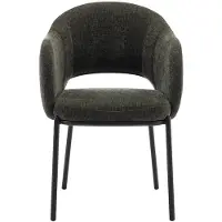 Vente-unique Set van 2 stoelen met armleuningen van stof met textuur en zwart metaal - Groen - ACACILIO