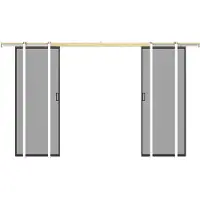 Vente-unique Dubbele schuifdeur met schuifsysteem - Aluminium en gerookt gehard glas - 2 x H205 x B83 cm - LINCI II
