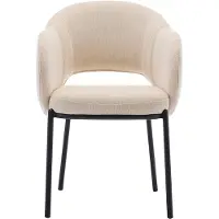 Vente-unique Set van 2 stoelen met armleuningen van stof met textuur en zwart metaal - Beige - ACACILIO