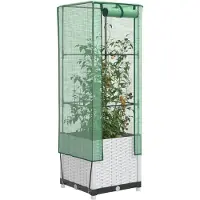 vidaXL Verhoogde tuinbed met kasopbouw, rattanlook, 40x40x139 cm