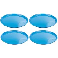 Hega hogar Set van 2x stuks blauw rond dienblad van kunststof 34 cm - Serveren - Serveerblad