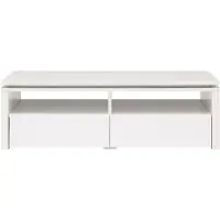 Vente-unique Salontafel met 2 lades en 2 nis met ledverlichting - Wit - SYLPIA