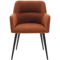 Vente-unique Set van 2 stoelen met armleuningen van stof en zwart metaal - Terracotta - HEKA