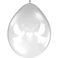 Folat - Ballonnen 11 inch Metallic Wit Duifjes