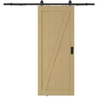 Vente-unique Zwevende schuifdeur in hout en MDF met opbouwsysteem - Licht naturel - H205 x L93 cm - BALERMA